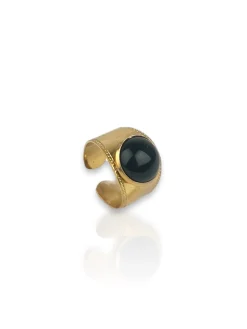 Anillo big black dorado