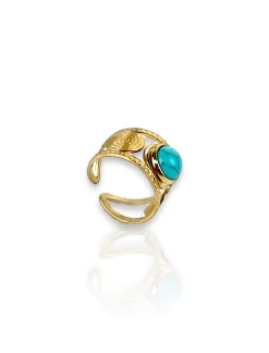 Anillo big blue dorado