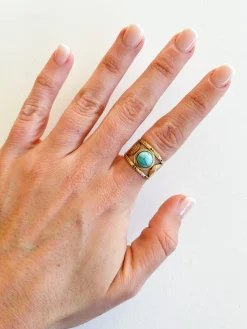 Anillo big blue dorado