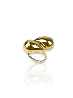 Anillo doble gota dorado