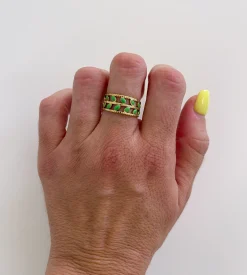 Anillo espiga doble verde