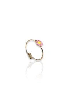 Anillo flor rosa dorado