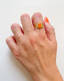 Anillo piedra naranja dorado