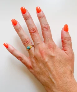 Anillo piedra turquesa dorado