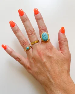 Anillo piedra turquesa dorado