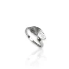 Anillo pluma plateada