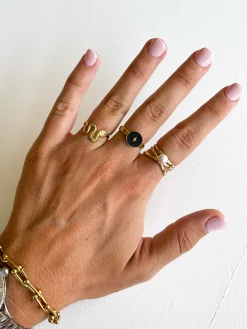 Anillo rayo negro dorado