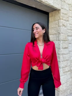 Blusa lazada raso roja
