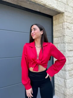 Blusa lazada raso roja