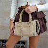 Bolso hebillas piel ante beige