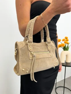 Bolso hebillas piel ante beige