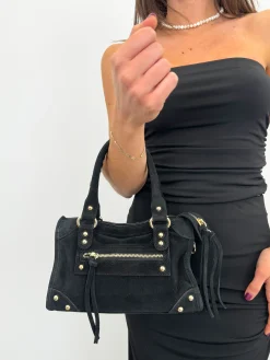 Bolso hebillas piel ante negro