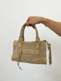 Bolso hebillas piel ante beige
