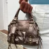 Bolso hebillas piel brillos bronce