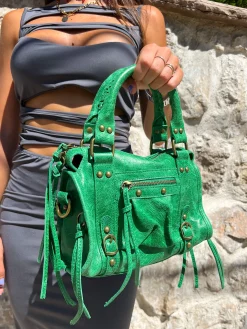 Bolso hebillas piel mate verde
