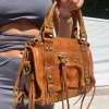 Bolso hebillas piel mate camel
