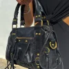 Bolso hebillas piel mate negro