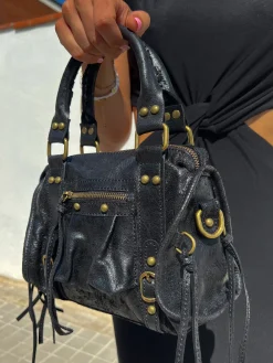 Bolso hebillas piel mate negro