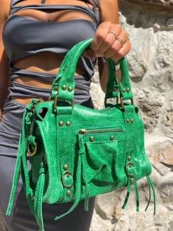 Bolso hebillas piel mate verde