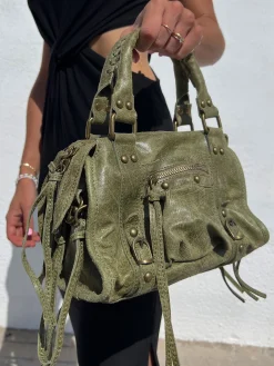 Bolso hebillas piel mate caqui