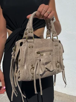 Bolso hebillas piel mate beige