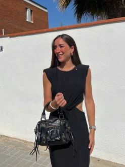 Bolso hebillas piel mate negro