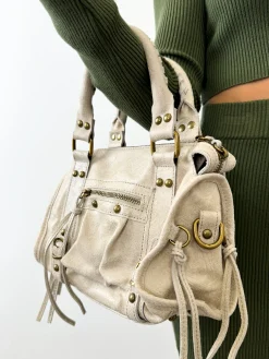 Bolso hebillas piel mate crema