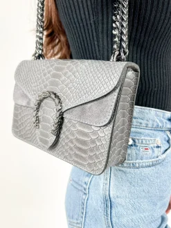 Bolso herradura piel gris