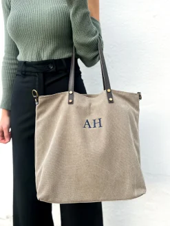 Bolso maxi nylon beige