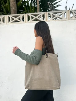 Bolso maxi nylon beige
