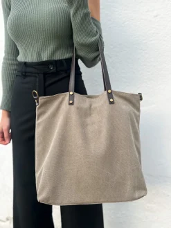 Bolso maxi nylon beige