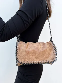 Bolso midi cadenas beige