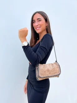 Bolso midi cadenas beige