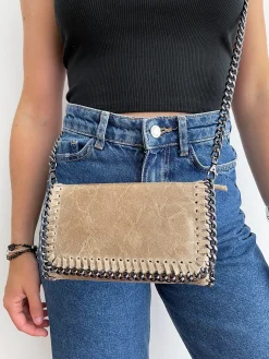 Bolso midi piel beige
