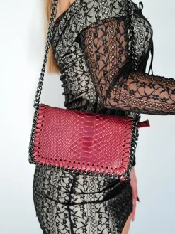 Bolso midi piel burdeos