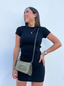 Bolso midi piel caqui