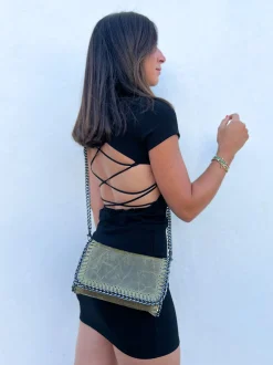 Bolso midi piel caqui