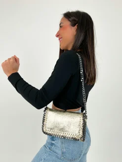 Bolso midi piel dorado