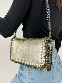 Bolso midi piel dorado