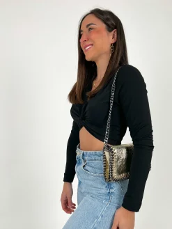 Bolso midi piel dorado