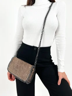 Bolso midi piel marrón