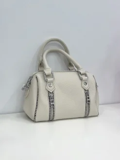Bolso mini cremalleras beige
