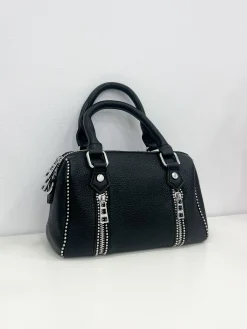Bolso mini cremalleras negro