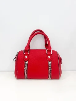 Bolso mini cremalleras rojo