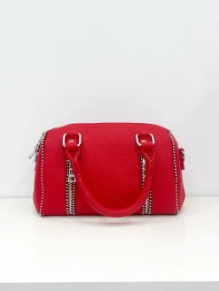 Bolso mini cremalleras rojo