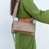 Bolso piel cadenas coco marrón