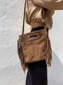 Bolso piel flecos chocolate