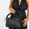 Bolso piel hombro rizo negro