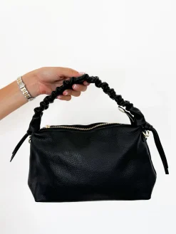 Bolso piel hombro rizo negro