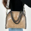 Bolso pocket bag brillo beige
